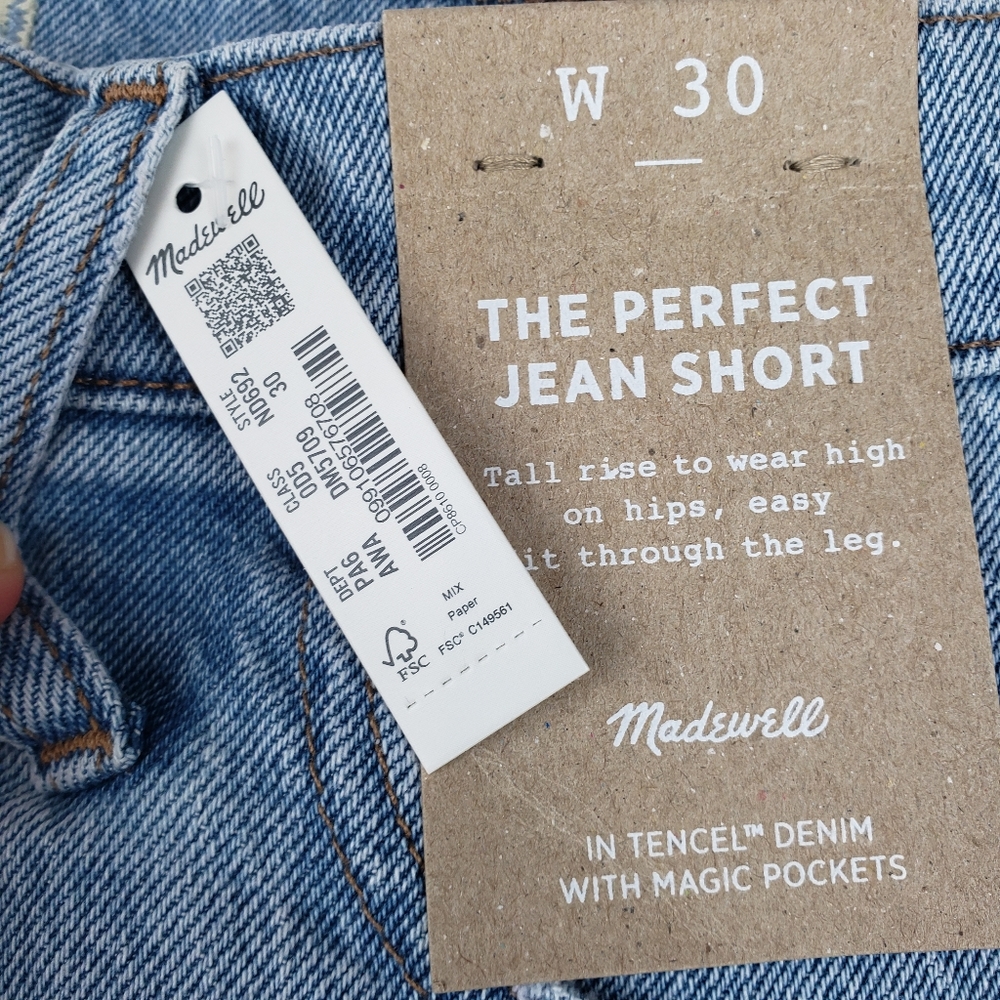 Madewell NWT The Perfect Jean Short Size 30 Stretch, Light Wash - Picture 4 of 11